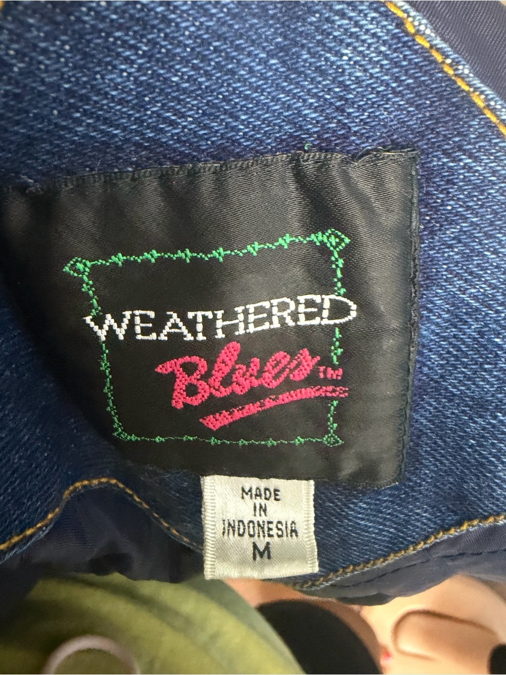 Vintage Weathered Blues Denim Jacket tapestry Patchwork - Picture 11 of 11